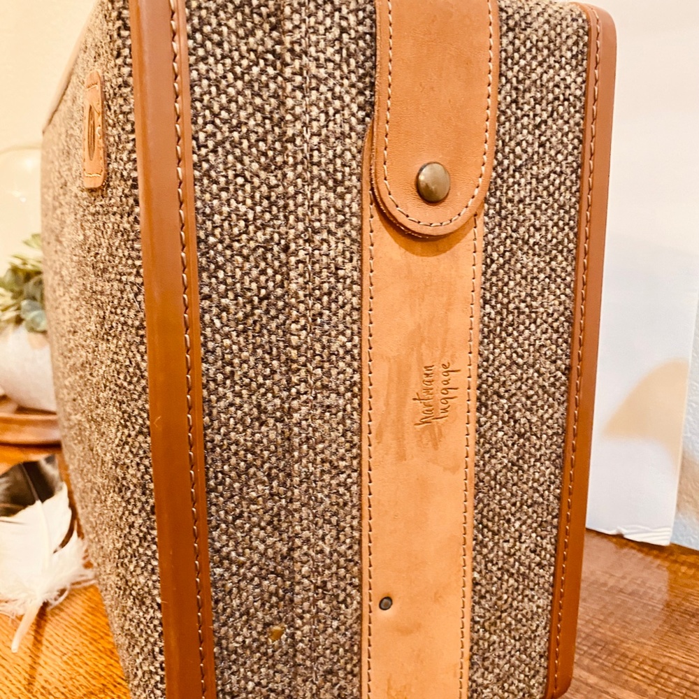 Vintage Hartmann Belting Leather and Tweed Suitcase/Overnight Bag/Luggage - EUC - Picture 6 of 15